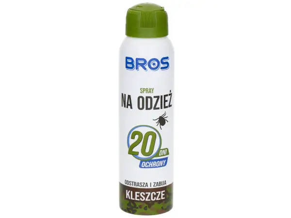 Bros spray na odzież chroni przed kleszczami przez 20 dni. Idealny na wycieczki do lasu.