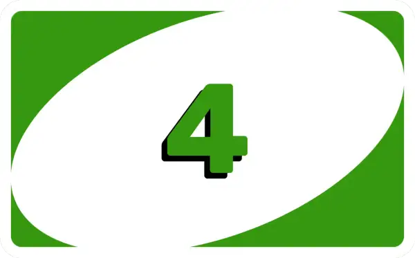 Zielona karta z numerem 4 z gry Uno.