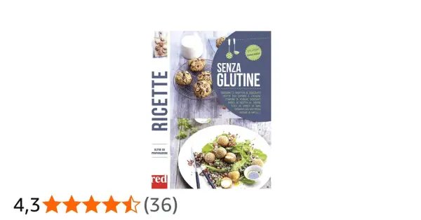 Copertina di libro con ricette senza glutine facili: biscotti, insalata e altri piatti.