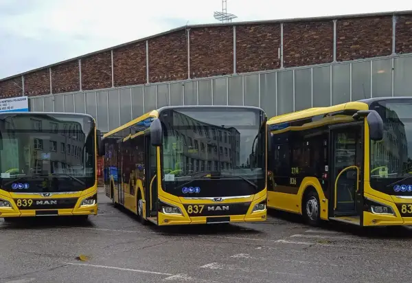Nowe żółte autobusy MAN gotowe do kursowania między Gdańskiem a Katowicami.