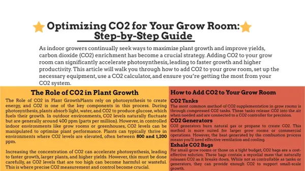 Guida per ottimizzare la crescita delle piante con una sonda CO2, spiegando il ruolo del CO2 e come aggiungerlo in una grow room.