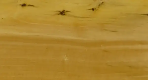 Textura de madera de boj con vetas doradas y nudos oscuros, evocando la calidez de un mueble antiguo.