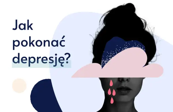 Jak pokonać depresję? Kobieta z chmurą nad głową i łzami symbolizującymi smutek.