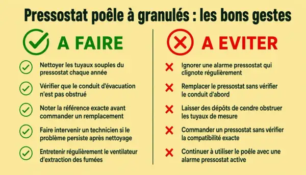 Conseils pour le pressostat de poêle à granulés : à faire et à éviter. Évitez le mauvais tirage poêle à granule en suivant ces gestes.