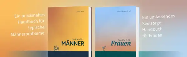 Zwei Bücher: "Das Buch für Männer" und "Das Buch für Frauen". Hier kann man seine Seele verkaufen, um Rat zu finden.