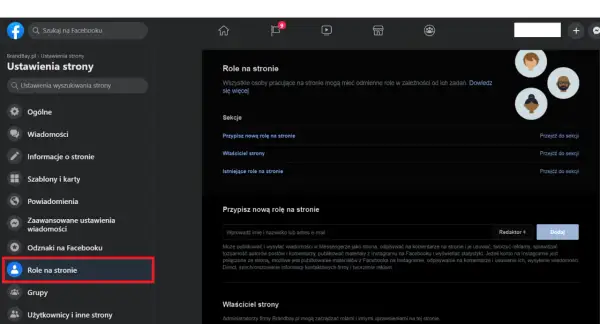 Ustawienia strony Facebook: "Role na stronie" - jak przestać być administratorem strony.