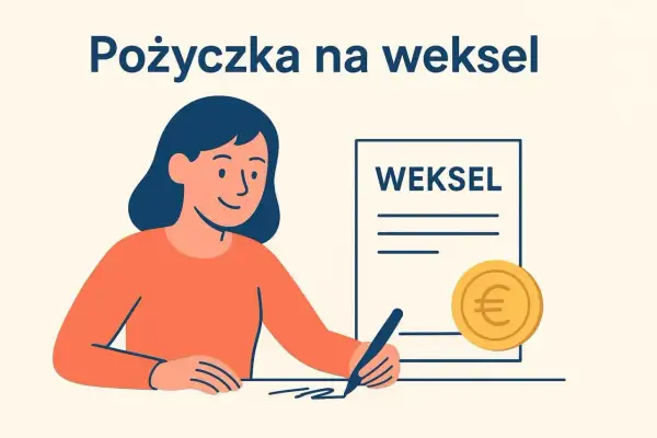 Kobieta podpisuje weksel, obok moneta z symbolem euro. Pożyczka na weksel to szybkie rozwiązanie.
