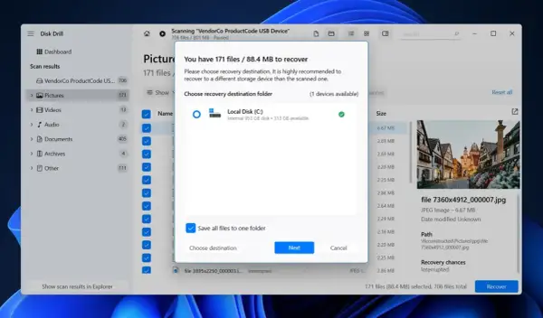 Program Disk Drill pomaga w odzyskiwaniu danych, oferując wybór lokalizacji docelowej dla plików. Proces formatowanie dysku jest kluczowy.