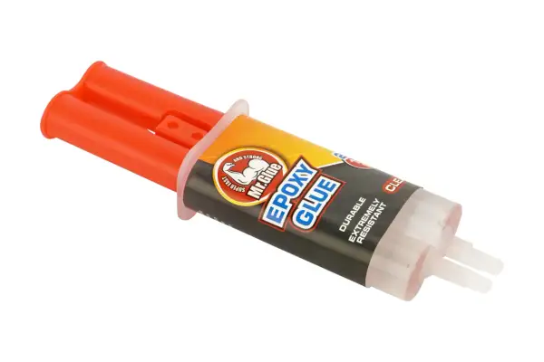 Seringue double pour colle époxy Mr. Glue, idéale pour un mode d'emploi rapide et efficace. Colle durable et résistante.