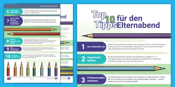 Top 10 Tipps für den Elternabend: Strukturierte Agenda, Organisation & professionelles Auftreten sind Schlüssel für erfolgreiche Elternabende.