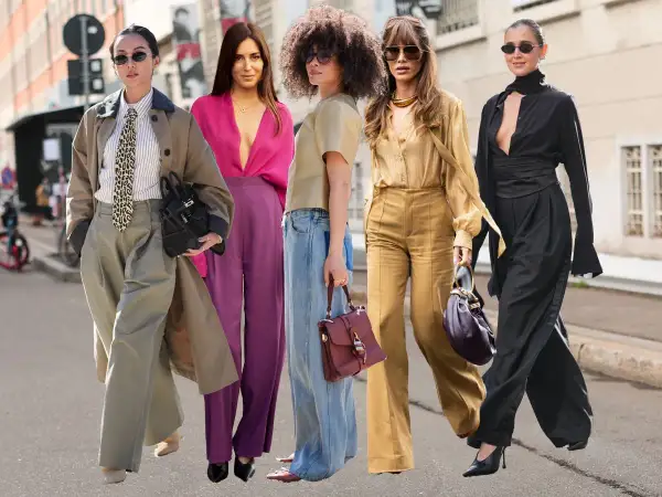 Fünf Frauen zeigen, wie man weite Hosen kombiniert im Sommer: von lässig bis schick.