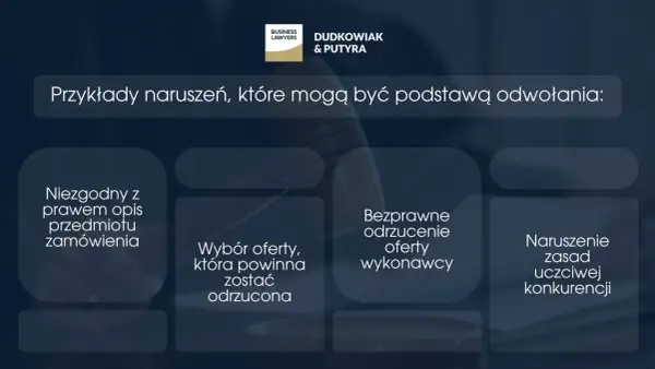 Prawo zamówień publicznych w pigułce: przykłady naruszeń, które mogą być podstawą odwołania, np. niezgodny z prawem opis przedmiotu zamówienia.
