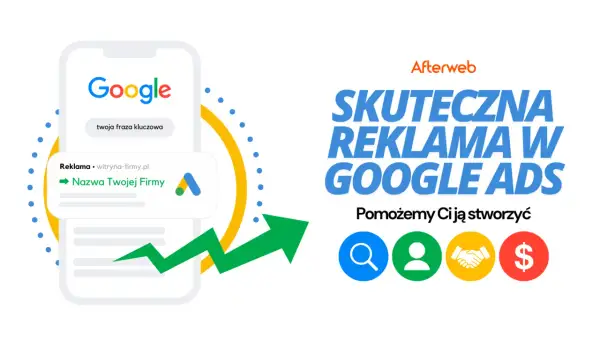 Skuteczna reklama w Google Ads. Zobacz ciekawe hasła reklamowe przykłady i jak Afterweb pomoże Ci stworzyć kampanię, która przyniesie zyski.