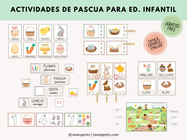 Fichas de pascua para primaria: huevos, conejos, cestas y pollitos para aprender jugando. ¡Actividades divertidas!