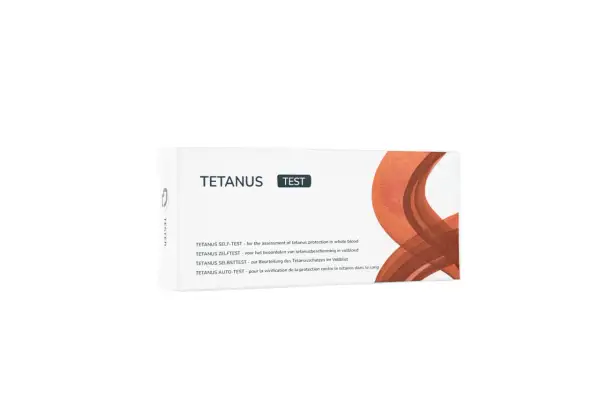 Opakowanie z napisem TETANUS TEST. Służy do oceny ochrony przed tężcem we krwi.