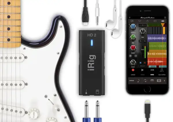 Czy do gitary elektrycznej można podłączyć słuchawki? Tak, dzięki iRig HD 2 i smartfonowi możesz ćwiczyć w słuchawkach.