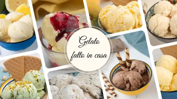 Collage di gelati fatti in casa, perfetti per chi cerca ricette gelato con gelatiera. Gusti vari, dalla crema al pistacchio, per un dessert delizioso.