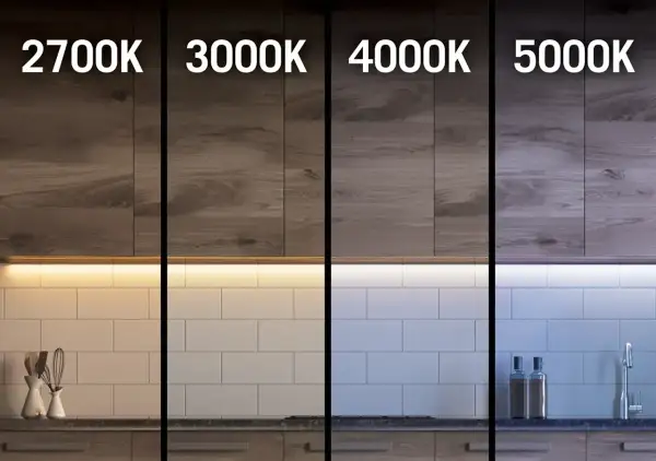 Porównanie barwy światła: 2700K, 3000K, 4000K, 5000K. Jaka barwa światła do przedpokoju? Ciepłe, neutralne i zimne odcienie.