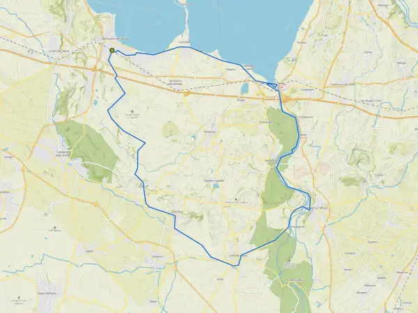Mappa della ciclabile Desenzano, un percorso che attraversa borghi e campagne del Garda e Mantovano.