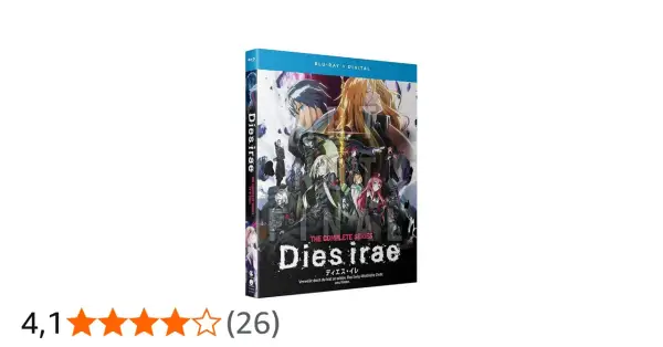 Pudełko Blu-ray z anime Dies irae, przedstawiające grupę postaci w mrocznym, fantastycznym stylu.