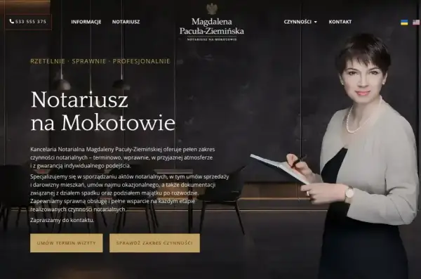 Profesjonalny notariusz na Mokotowie. Dowiedz się, jak się zwracać do notariusza i jakie czynności oferuje kancelaria Magdaleny Pacuły-Ziemińskiej.