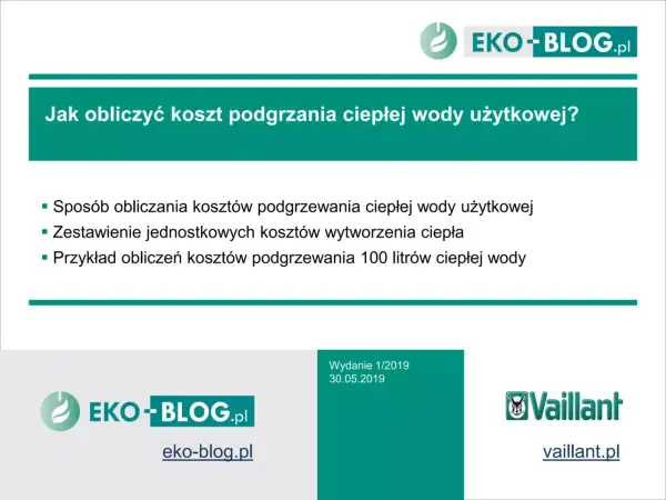 Jak obliczyć koszt podgrzania 100l wody? Artykuł omawia sposób obliczania kosztów, zestawienie jednostkowych kosztów i przykłady.