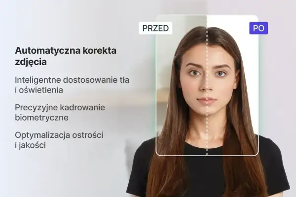 Idealne miejsce, gdzie zrobić zdjęcie do dowodu. Automatyczna korekta, inteligentne tło i oświetlenie, precyzyjne kadrowanie.