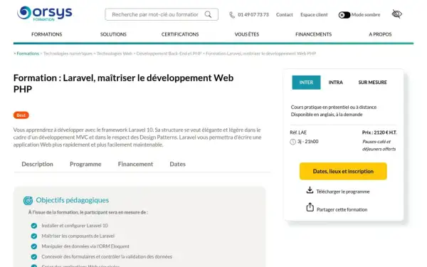Formation Laravel pour maîtriser le développement Web PHP. Apprenez à créer des applications rapidement, comme avec une php closure.