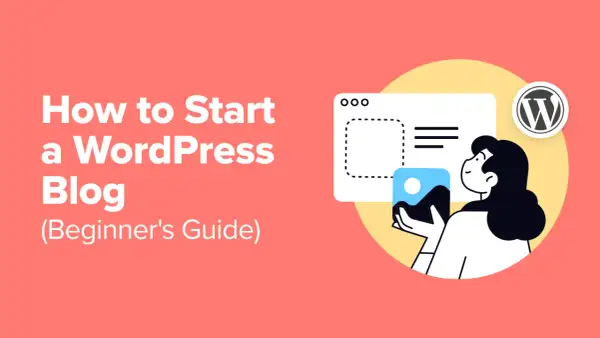 Guida per iniziare un blog con WordPress. Illustrazione di una persona che crea contenuti per il suo blog.