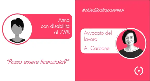 Anna, con disabilità al 75%, chiede se il suo licenziamento per riduzione personale sia invalido. #chiediloafraparentesi.