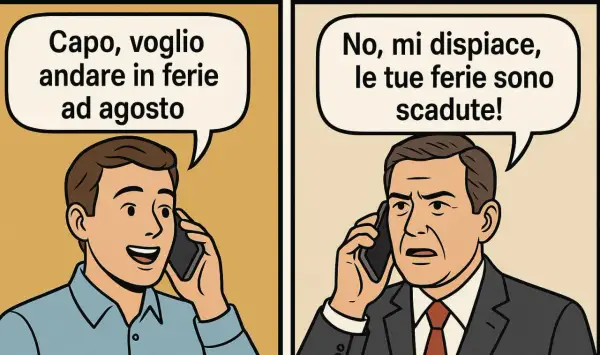 Un dipendente chiede ferie ad agosto, ma il capo risponde che le ferie dell'anno precedente sono scadute.