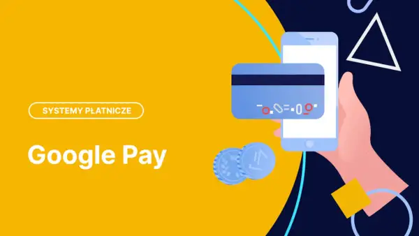 Płać wygodnie z Google Pay bez karty. Ikony płatności i monety symbolizują cyfrowe transakcje.