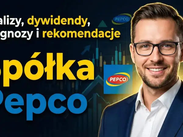 Analiza spółki Pepco: prognozy, dywidendy i rekomendacje. Mężczyzna w garniturze z logo Pepco.