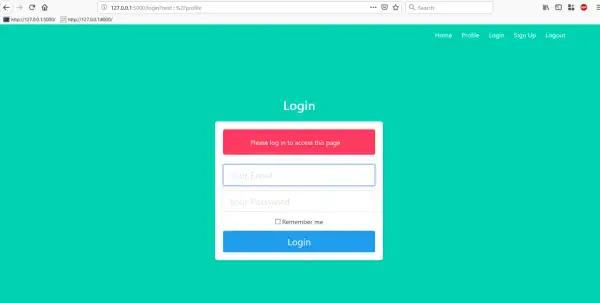 Page de connexion pour l'authentification Flask. Entrez votre email et mot de passe pour accéder à votre profil.