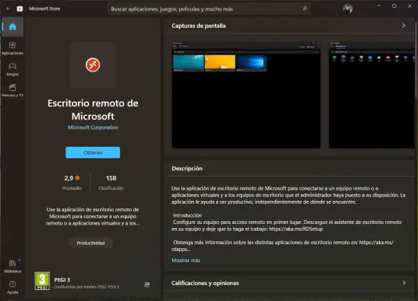 Microsoft Store: Escritorio remoto de Microsoft. Configurar escritorio remoto Windows 10 es fácil con esta app.