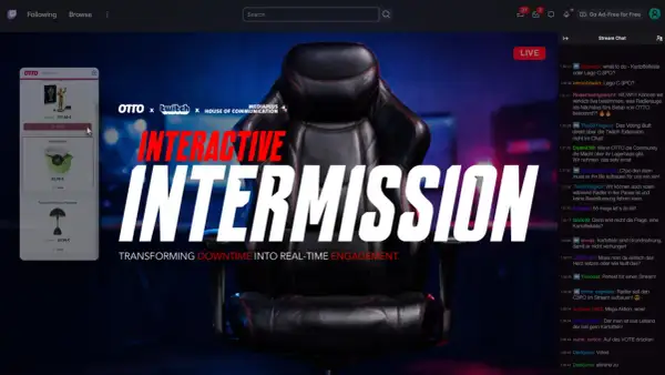 Interaktive Unterbrechung mit OTTO & Twitch. Die Community stimmt ab, was als Nächstes passiert. Zeit, mal **away from keyboard** zu sein und mitzuvoten!