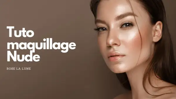 Tuto maquillage Nude : un look naturel et lumineux. Le visage d'une femme sublimé par un maquillage ton nude, avec des lèvres glossy et un teint éclatant.