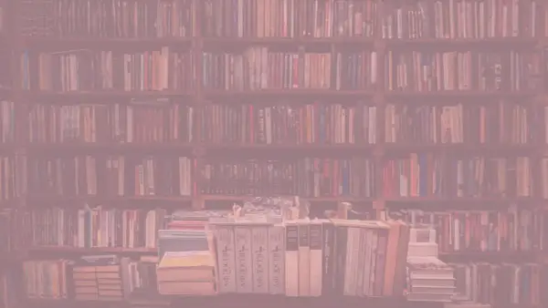 Wielka biblioteka pełna książek, jak portal do innego świata epoki.