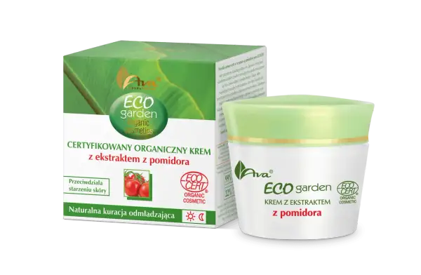 Ava Laboratorium Eco Garden, certyfikowany organiczny krem na dzień z ekstraktem z pomidora. Naturalna kuracja odmładzająca.