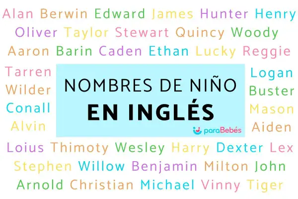 Lista de nombres de chicos ingleses como Alan, Oliver, Aaron, Logan, Buster, Mason, Aiden, Harry, Dexter, John, Michael, Tiger.