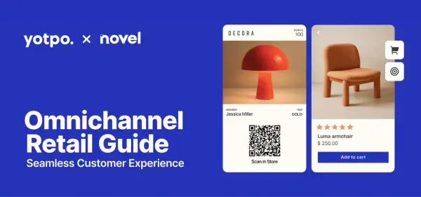 Yotpo i Novel prezentują przewodnik po handlu omnichannel, który zapewnia płynne doświadczenie klienta. Widoczna lampa i fotel.