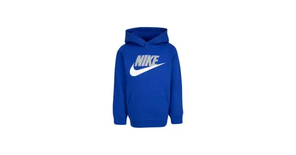 Niebieska bluza z kapturem Nike dla chłopca z białym logo.