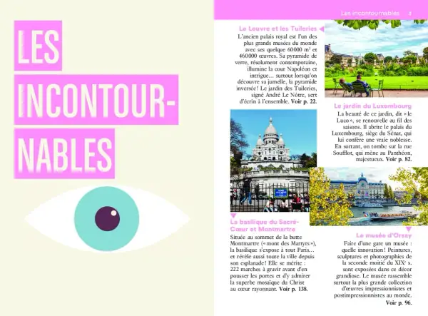 Guide pour savoir quoi faire à Paris : le Louvre, le Sacré-Cœur, le jardin du Luxembourg et le musée d'Orsay.