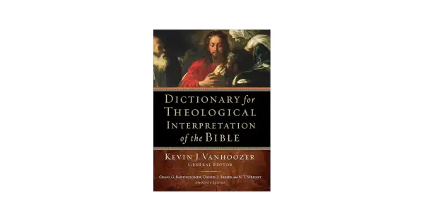 Okładka książki "Dictionary for Theological Interpretation of the Bible" z malarskim przedstawieniem biblijnym.