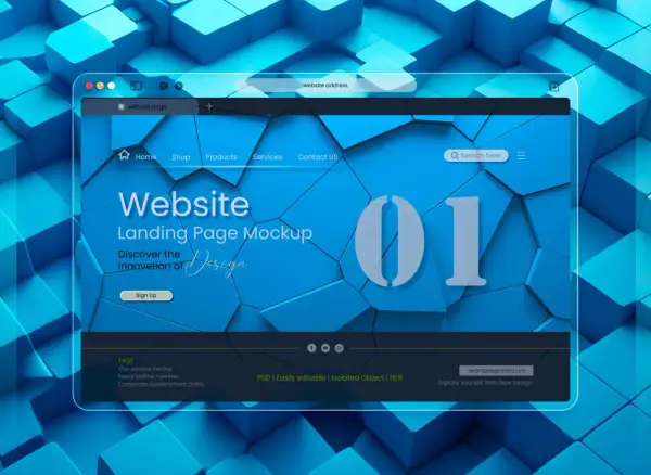 Nowoczesny mockup landing page, idealny dla twórców szukających darmowych polskich szablonów WordPress.