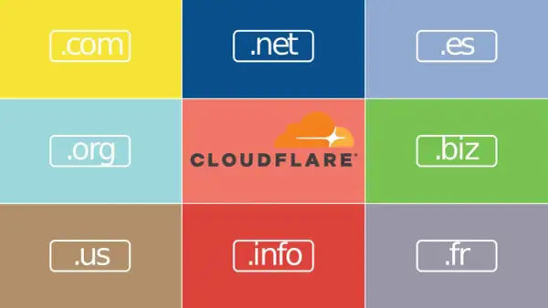 Dominios .com, .net, .org, .biz, .info, .us, .es, .fr. ¡Tu dominio gratis te espera con Cloudflare!