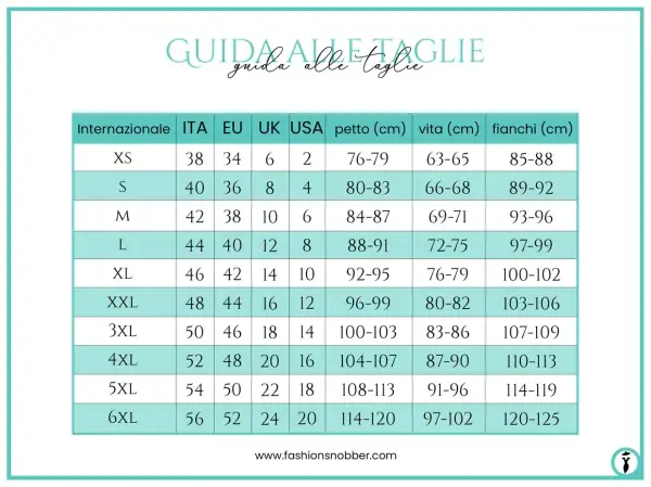 Guida taglie: taglia 34 uomo corrisponde a ITA 42, EU 38, UK 10, USA 6, con petto 84-87 cm.