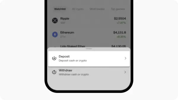 Jak wpłacić pieniądze na PayPal? Wybierz opcję "Deposit" (Wpłata), aby zasilić konto gotówką lub kryptowalutami.