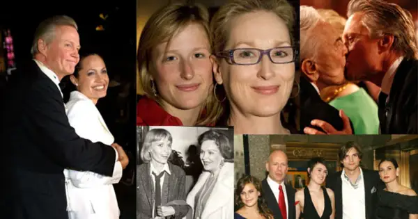 Jon Voight z córką Angeliną Jolie, Meryl Streep z córką, Christopher Walken, Demi Moore z Ashtonem Kutcherem i córką. Które dzieci gwiazd stały się sławne zanim skończyły pierwszy rok życia?