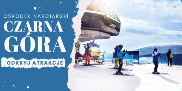 Odkryj atrakcje Czarnej Góry! Narciarze czekają na wyciąg, by cieszyć się zimowymi sportami na stoku.